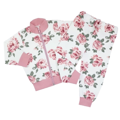 zestaw dla dziewczynki retro roza bluza bk spodnie